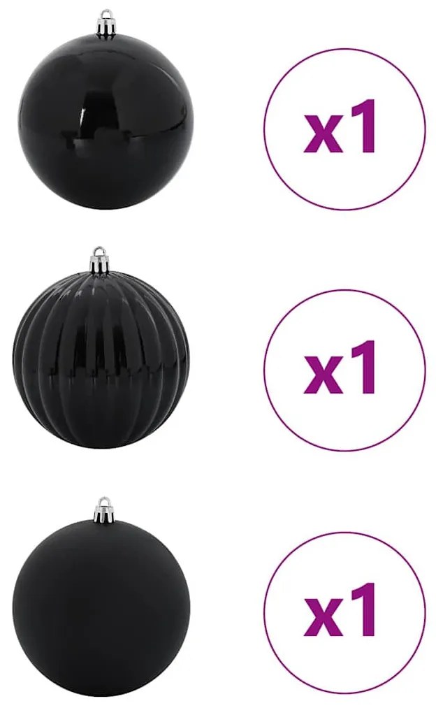 Karácsonyi Díszgömb Készlet 3 pcs Fekete