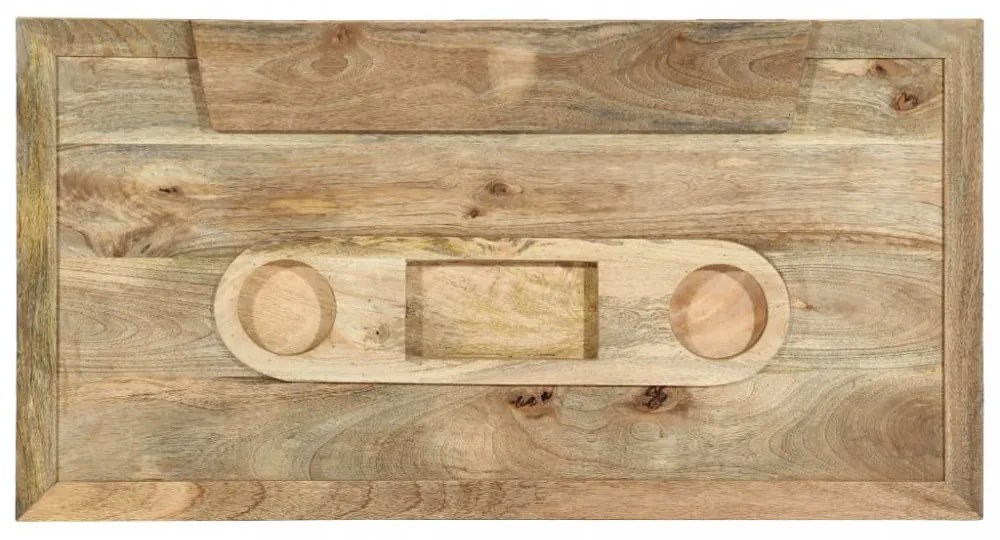 magnókazetta formájú tömör mangófa dohányzóasztal 100x52x45 cm