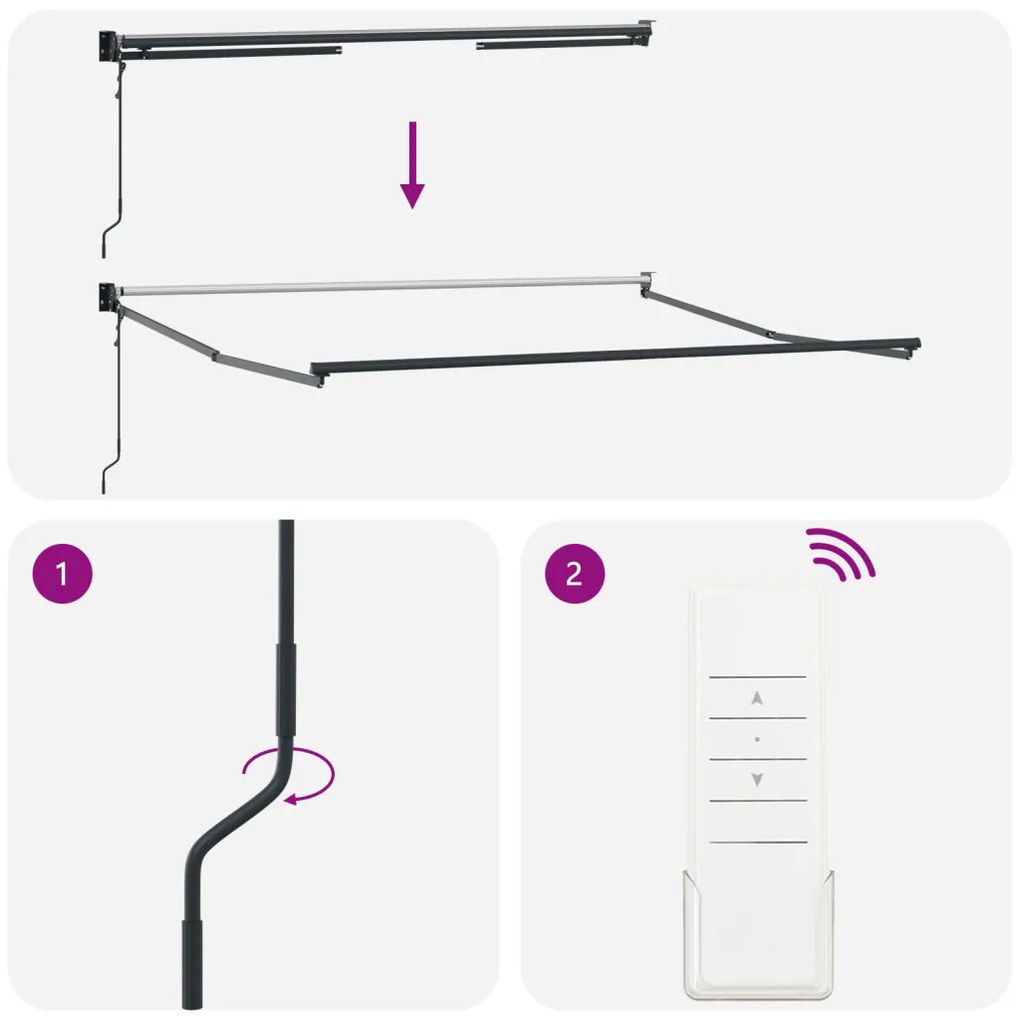 Automatikus Behúzható Napellenző Tarka Csík 350x250 cm