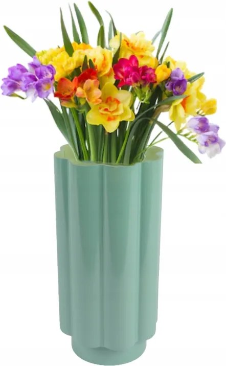 Üveg virágtartó váza 15x30cm Zöld dekoratív