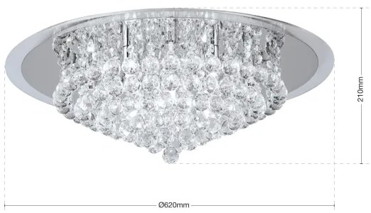 Orion DLU 2378/9/62-Kristály mennyezeti lámpa GLORIA 9xG9/40W/230V átm. 62 cm króm