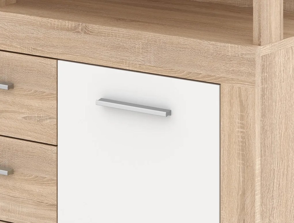 Komód 2 ajtóval és 4 fiókkal Sonoma tölgy / fehér színkombinációban – LUNA MIDI B