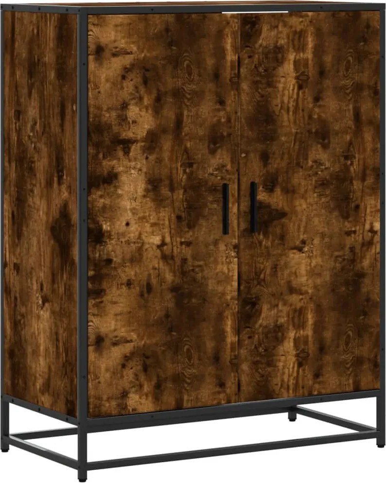 vidaXL füstös tölgy színű szerelt fa és fém cipőszekrény 75x38x97,5 cm