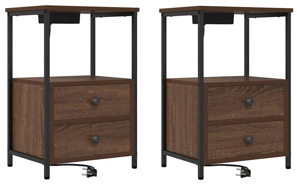 Éjjeliszekrény 2 pcs Barna Tölgy 40 x 31 x 60 cm Faanyag