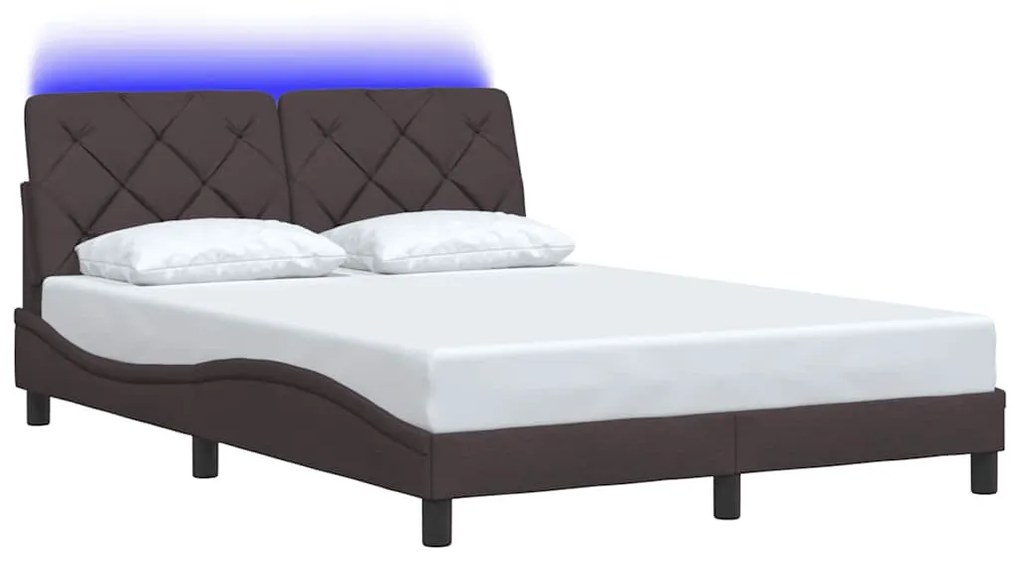 sötétbarna szövet ágykeret LED-es matrac nélkül 140 x 200 cm