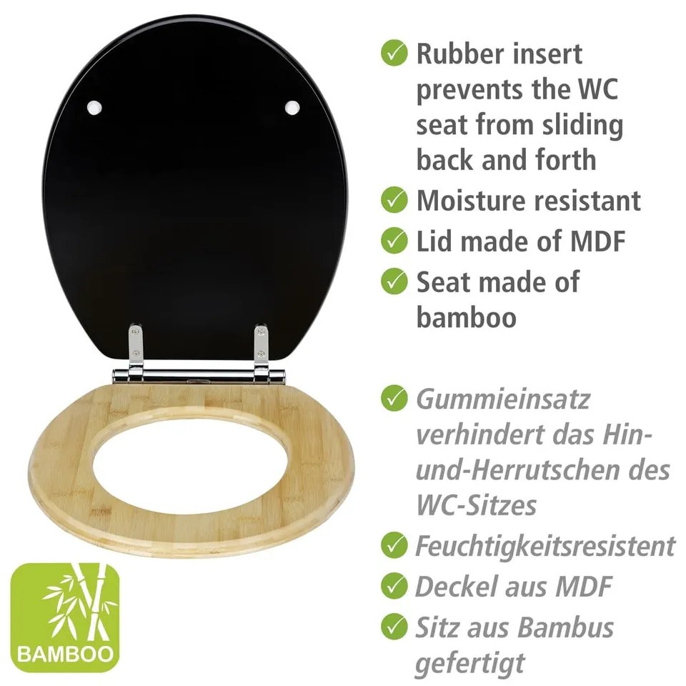 WC-ülőke automatikus záródással 37 x 44 cm Bambusa – Wenko