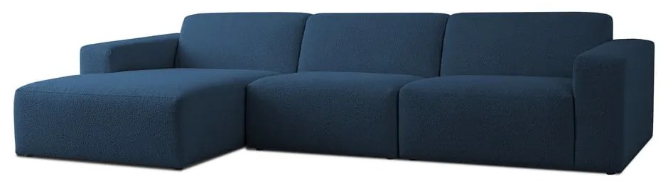 Sötétkék buklé sarokkanapé (bal oldali) Roxy – Scandic