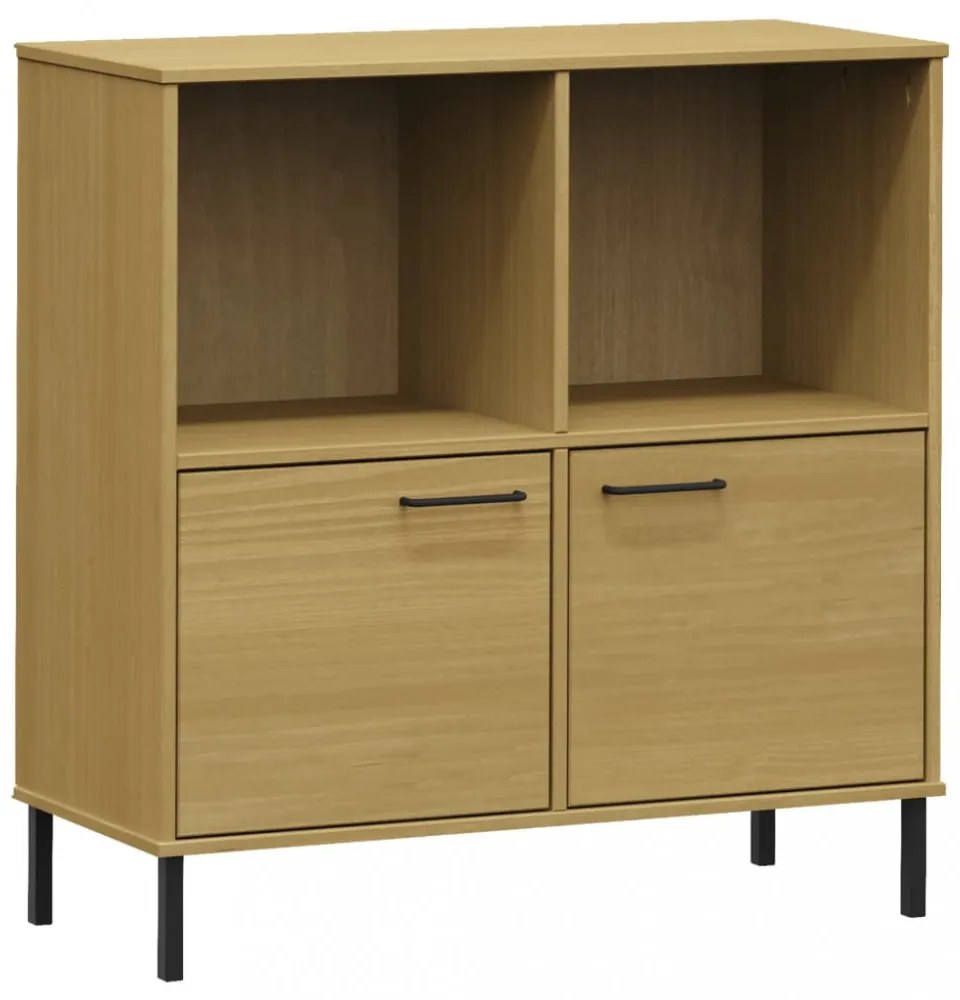 OSLO barna tömör fa könyvszekrény fém lábakkal 90x35x90,5 cm