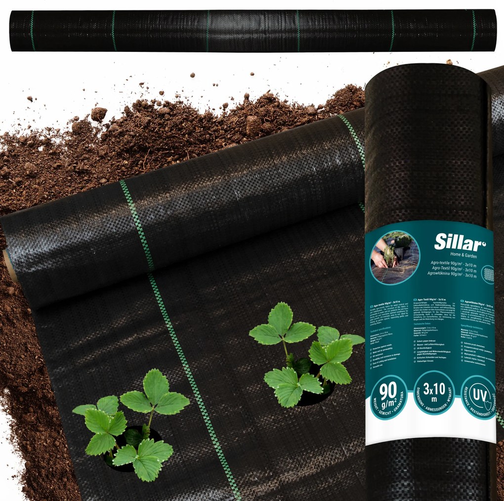 Agrotextília vastag kerti szőnyeg agrotextília90g 3x10m gyomok ellen