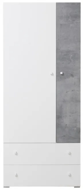 SIGMAR ruhásszekrény 2, 80x190x50, fehér/beton