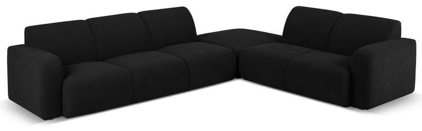Fekete buklé sarokkanapé (jobb oldali) Molino – Micadoni Home