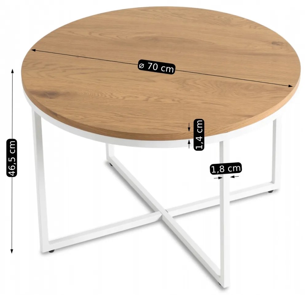 Stolik HANTEL Dąb Złoty/Biały