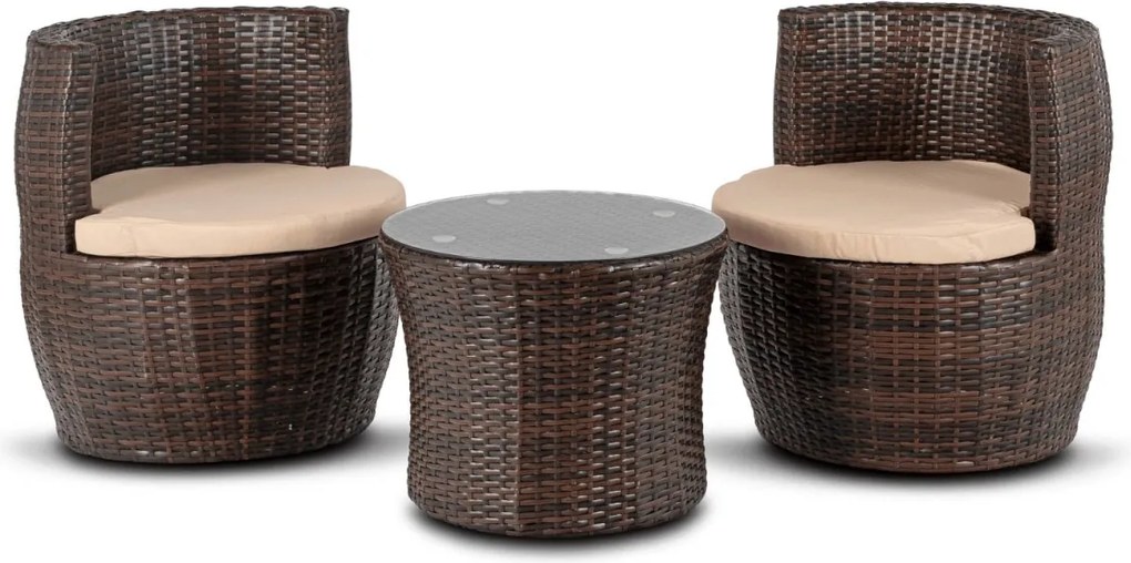 Kerti bútor szett barna/bézs színben – FRIO