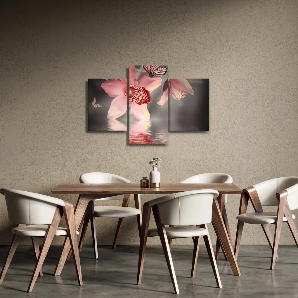 Kép - Virágok és pillangó (90x60 cm)