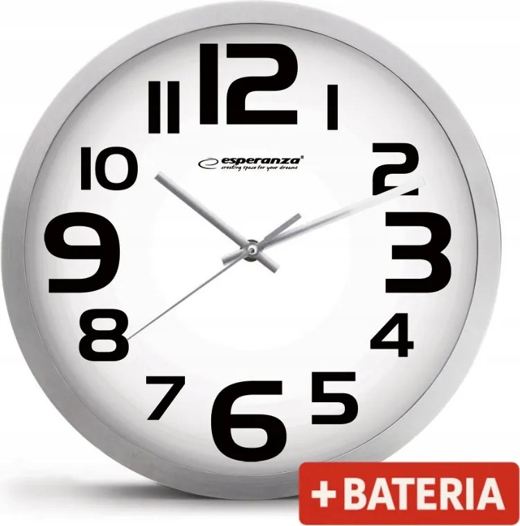 Pulk Falióra Zurich 25 cm. klasszikus falióra Fehér Akkumulátorral