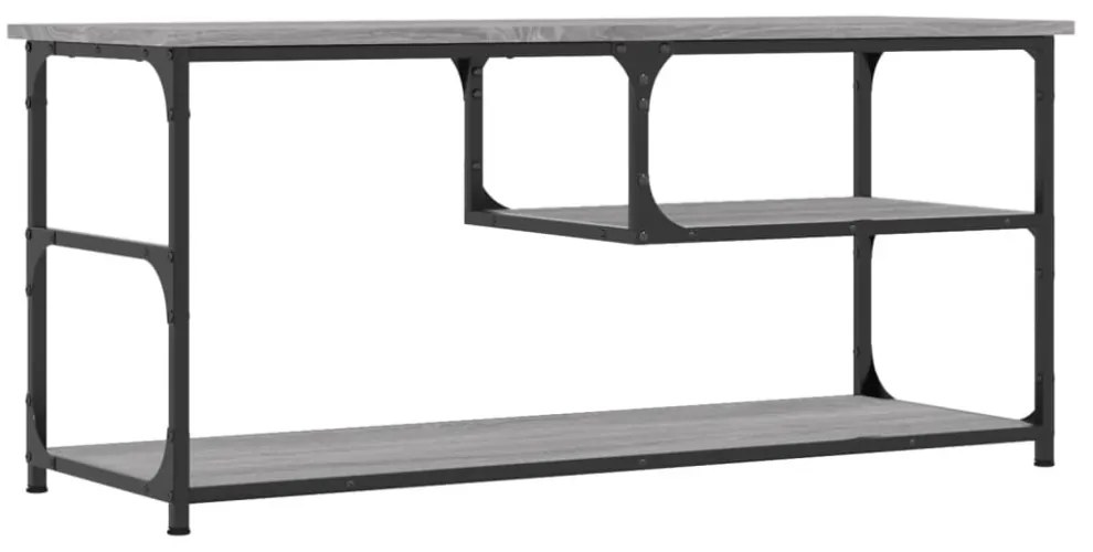 szürke sonoma színű szerelt fa és acél TV-szekrény 103x38x46,5