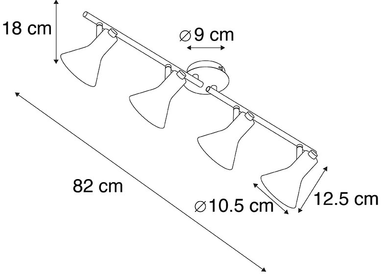 Modern spotlámpa fekete arannyal 4-lámpás - Magno