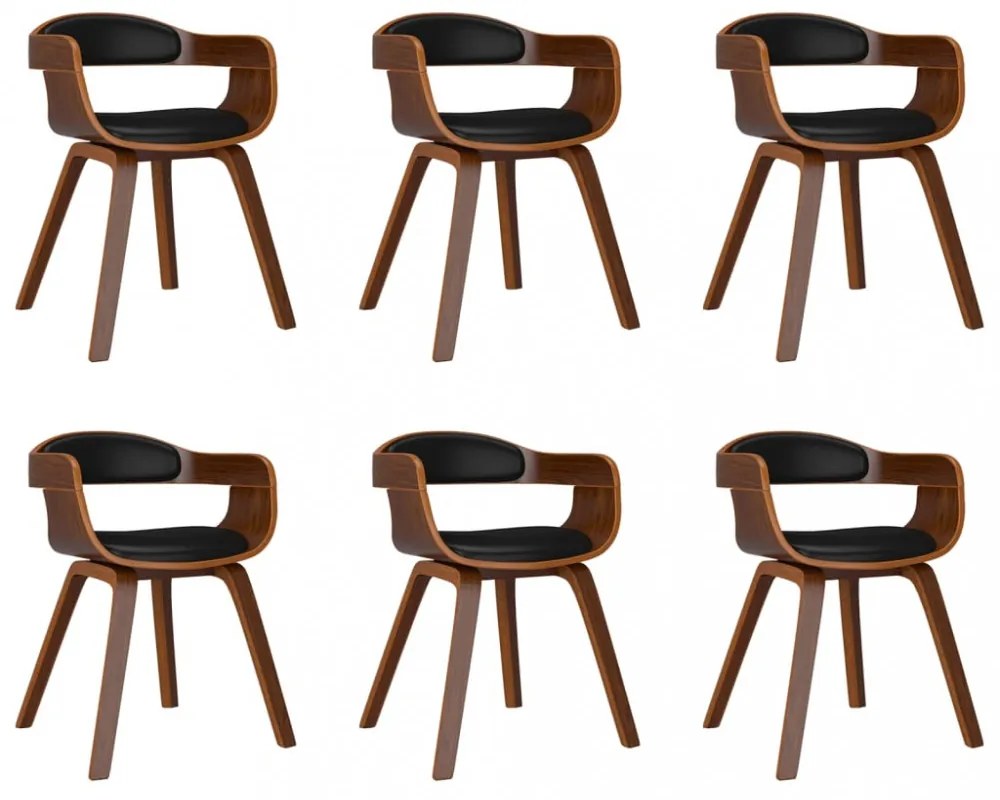 vidaXL 6 db fekete műbőr és hajlított fa étkezőszék