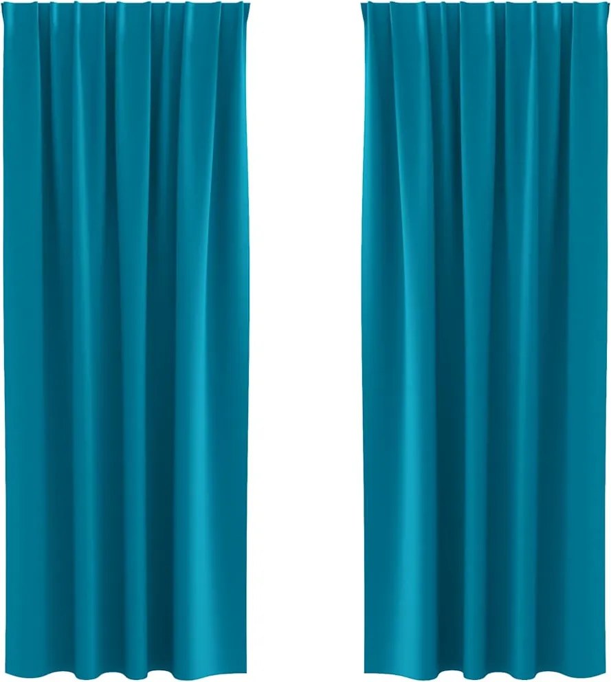 vidaXL Fekete Függöny Gyűrűkkel 2 pcs Türkiz 225 x 140 cm Poliészter