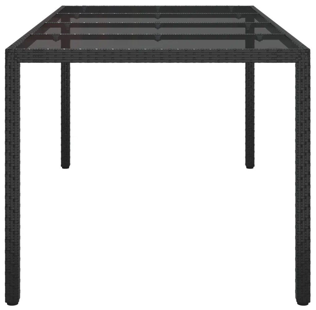 Kerti Étkezőasztal Fekete 190x90x75 cm Polirattan