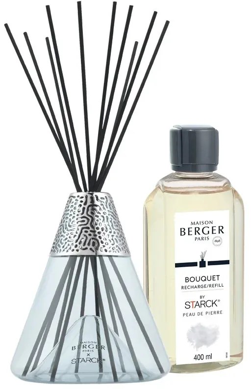 Starck pálcás diffúzor töltettel 0,4l Peau de Pierre/Stone bőr szürke - Maison Berger Paris