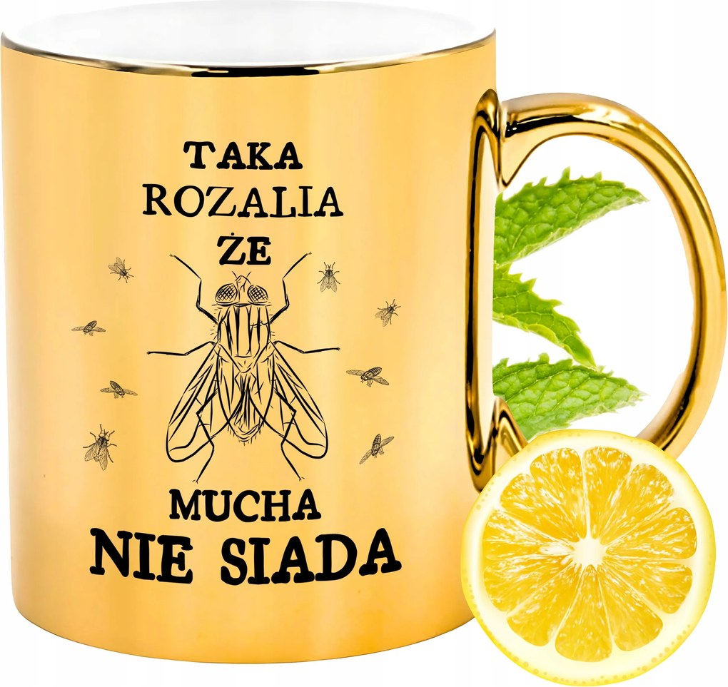 Prémium Arany Csillogó Bögre Rozáliának Ajándék Nyomtatott Fotóval