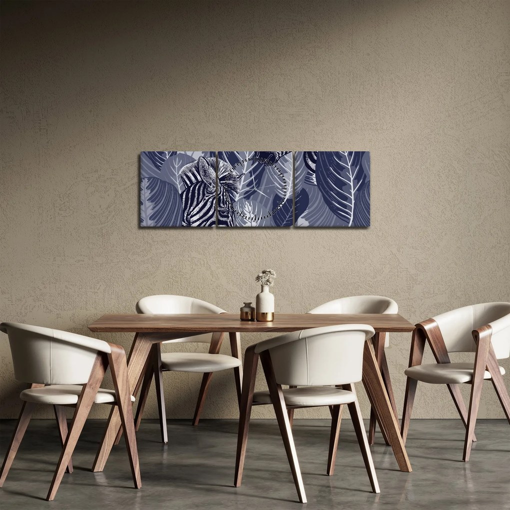 Kép - Kék zebrák (órával) (90x30 cm)