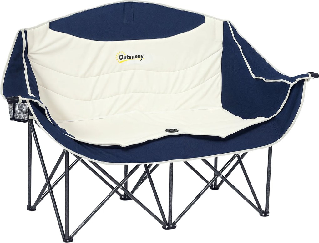 Outsunny 2 személyes összecsukható kempingszék pohártartóval és hordtáskával — párnázott, 250 kg teherbírás | Aosom