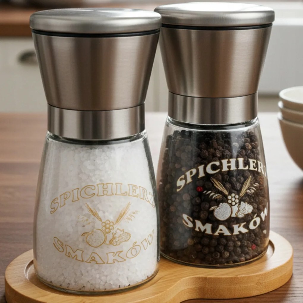 Bors- és sódaráló Kézi 2db prémium bambusz állvány