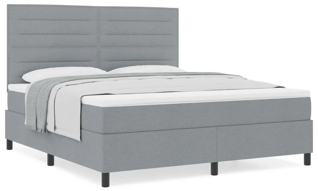 Boxspring ágy matraccal világosszürke szövet