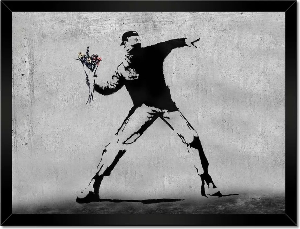Poszterek keretben 40x30 Banksy Virágszóró