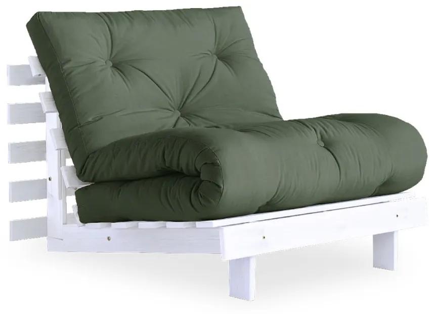 Roots White/Olive Green zöld kinyitható fotel - Karup Design