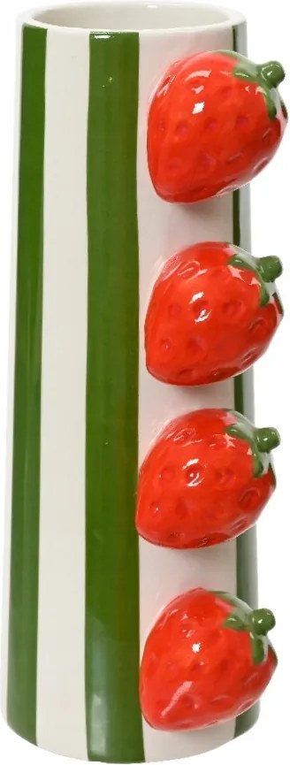 Kerámia váza eper motívummal 20,7cm