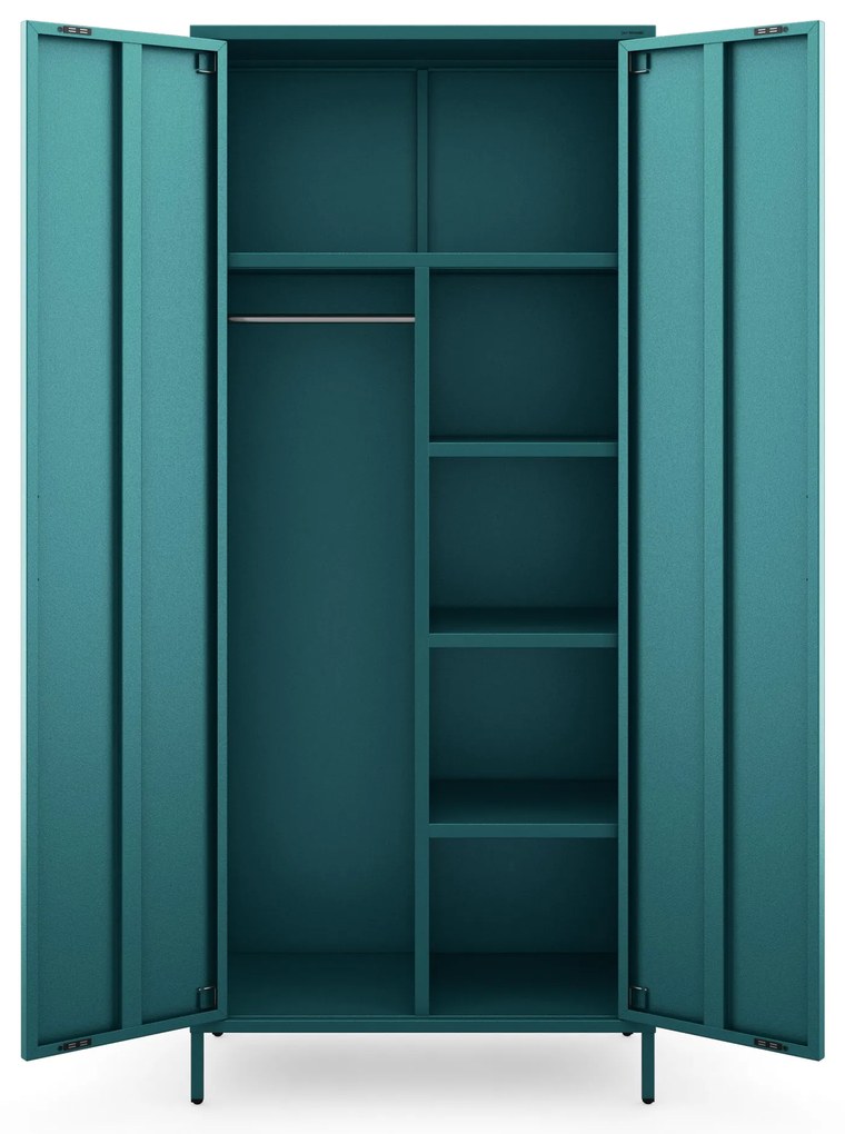 Gardróbszekrény FLAVIO, 800 x 1850 x 450 mm, Modern: tengerszínű