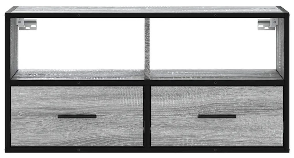 szürke sonoma színű szerelt fa és fém TV-szekrény 80x31x39,5 cm