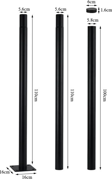 Brilagi - Fémoszlop URBAN kültéri világításhoz, 3 m, fekete