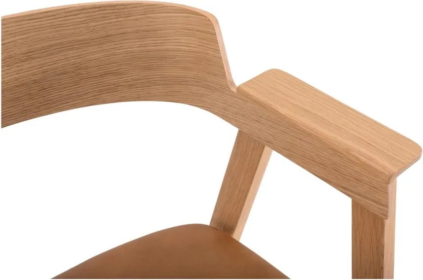 Barna-natúr színű bőr karfás étkezőszék Flip – Gazzda