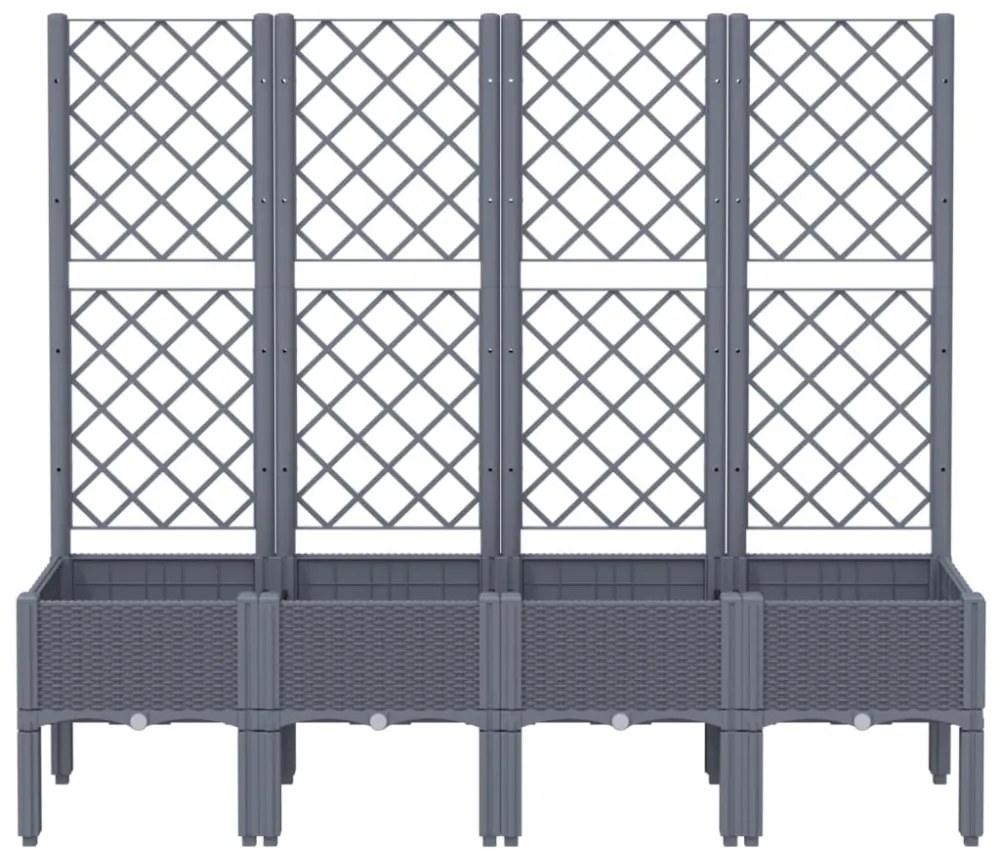 kékszürke PP rácsos kerti ültetőláda 160 x 40 x 142 cm