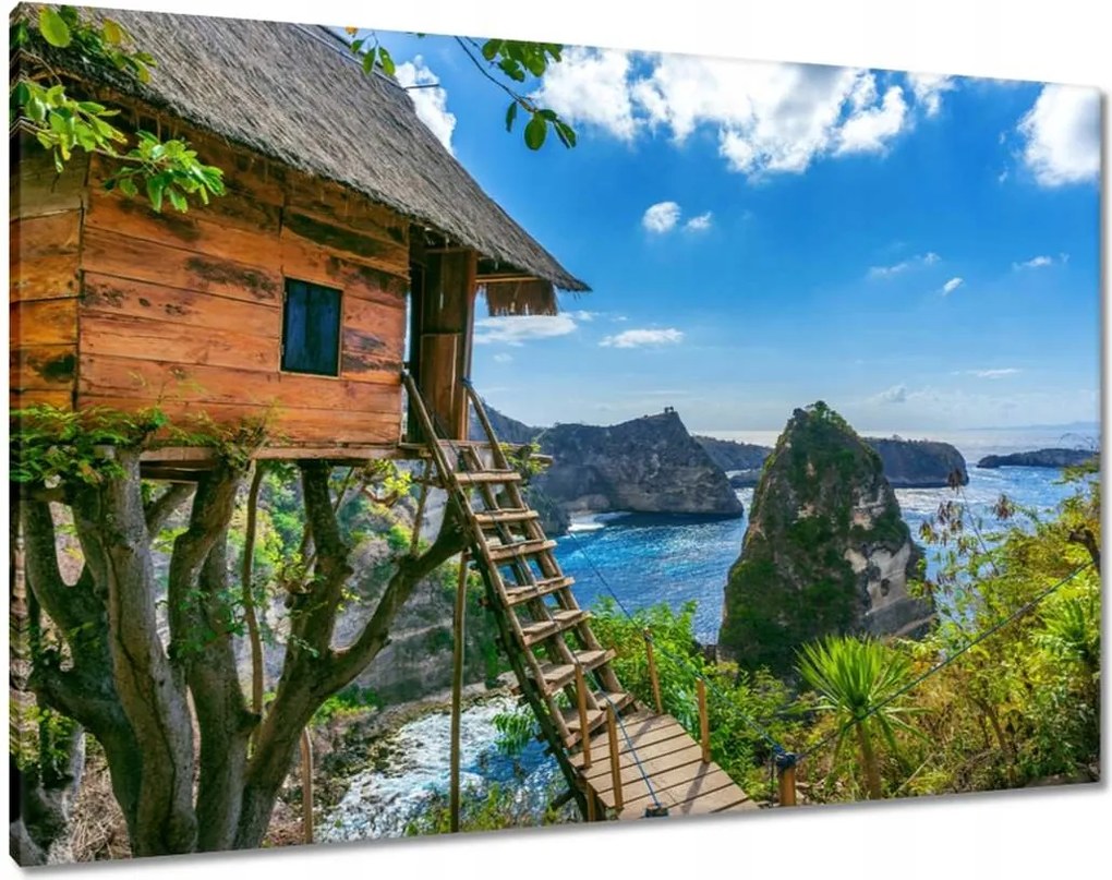 Vászonkép 100x70 Faház Tenger