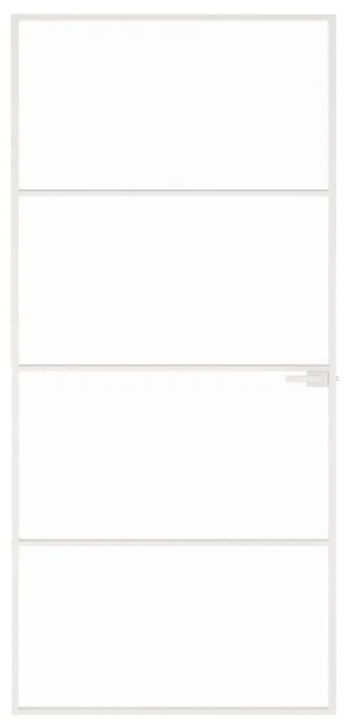 Fehér edzett üveg és alumínium vékony beltéri ajtó 93x201,5 cm