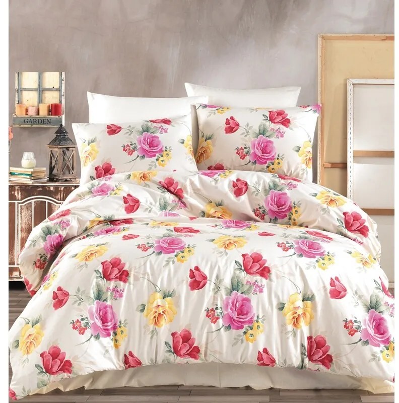 BedTex Pamut ágynemét Tulip krém, 220 x 200 cm, 2db 70 x 90 cm