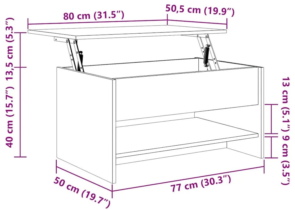 vidaXL szürke sonoma színű szerelt fa dohányzóasztal 80 x 50 x 40 cm