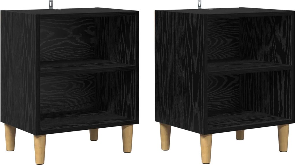 vidaXL Ágyat tartó szekrény 2 pcs Fekete tölgy 40 x 30 x 50 cm Faanyag