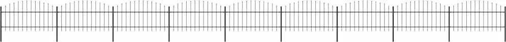vidaXL fekete acél kerti kerítés lándzsás tetejű 1603,5 x 125 cm