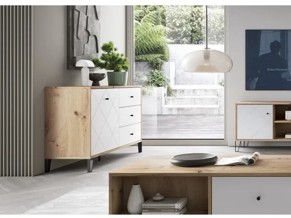 SULA komód artisan tölgy/fehér