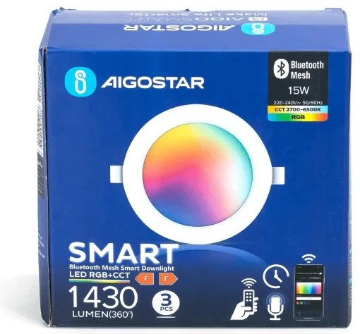 Aigostar-SZETT 3x LED RGBW dimmelhető süllyeszthető lámpatest MESH 15W/230V 2700K-6500K átm.17cm
