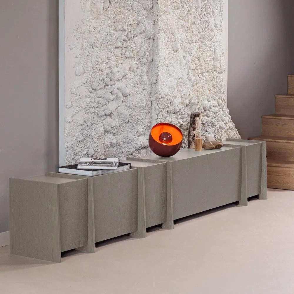 Szürke TV-állvány kőrisfa dekorral 102x53x44 cm Brock – WOOOD