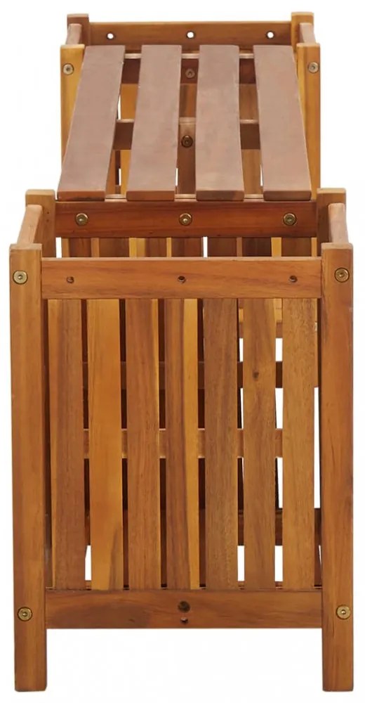 tömör akácfa kerti pad 2 virágtartóval 150 x 30 x 40 cm