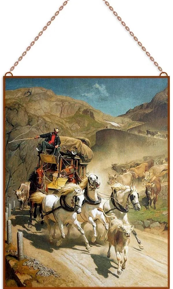 Rudolf Koller - The Gotthard Post üvegkép, falikép