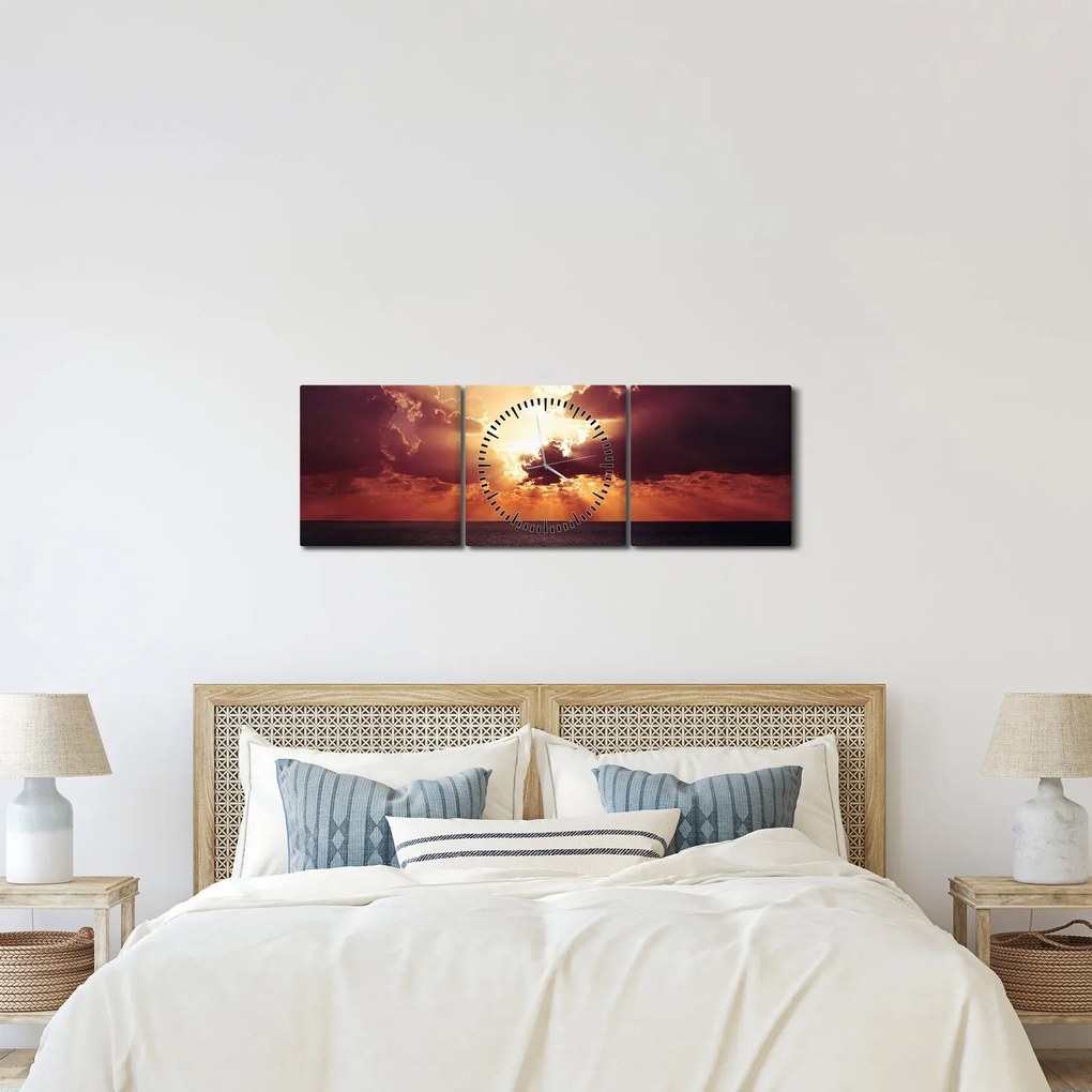 A nap képe a felhők mögött (órával) (90x30 cm)